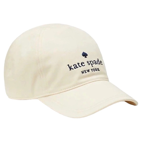 kate spade Accessories - Kate Spade ivory embroidered baseball cap embroidered logo hook and loop back